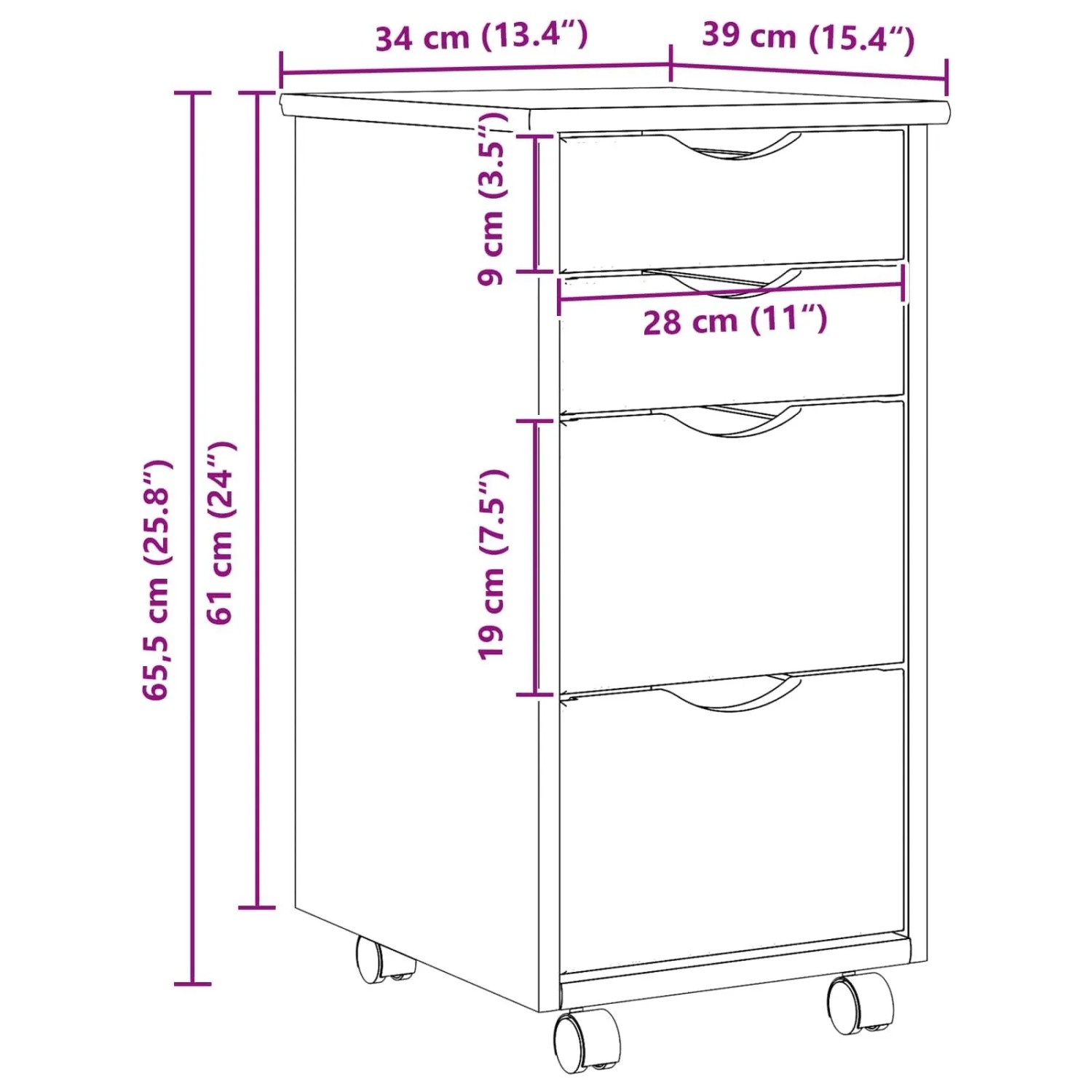 vidaXL Rollwagen mit Schreibtisch MOSS Klarlack 34 x 39 x 65,5 cm 42032405_10