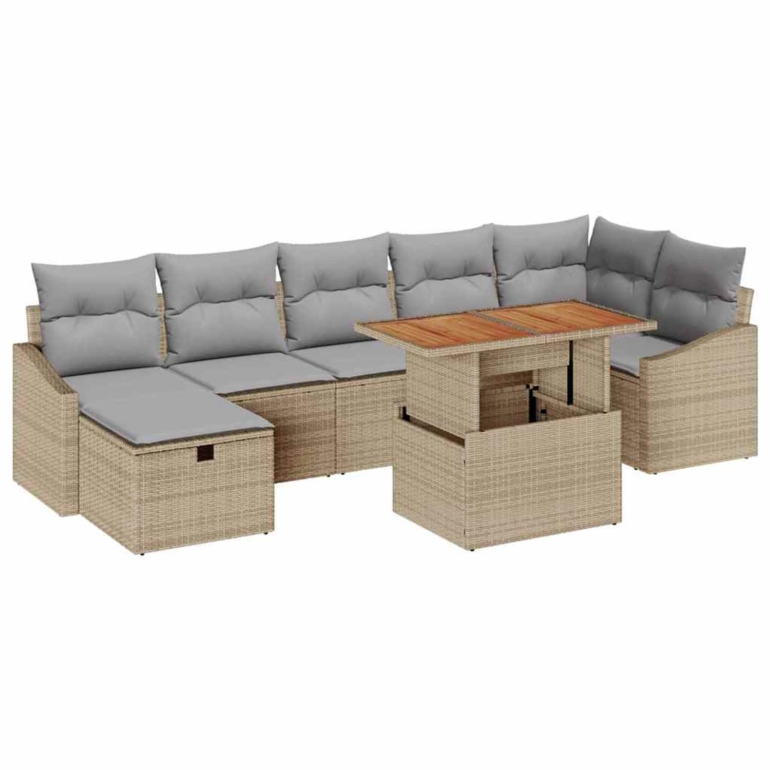 vidaXL Garten-Sofa-Set 8-Tlg Beige Poly Rattan 3361364 günstig online kaufen