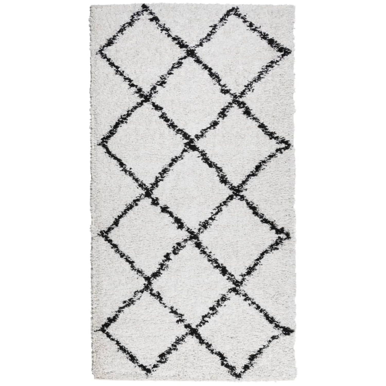 vidaXL Teppich Shaggy Hochflor Modern Creme Und Schwarz 60x110 Cm 1956816 günstig online kaufen