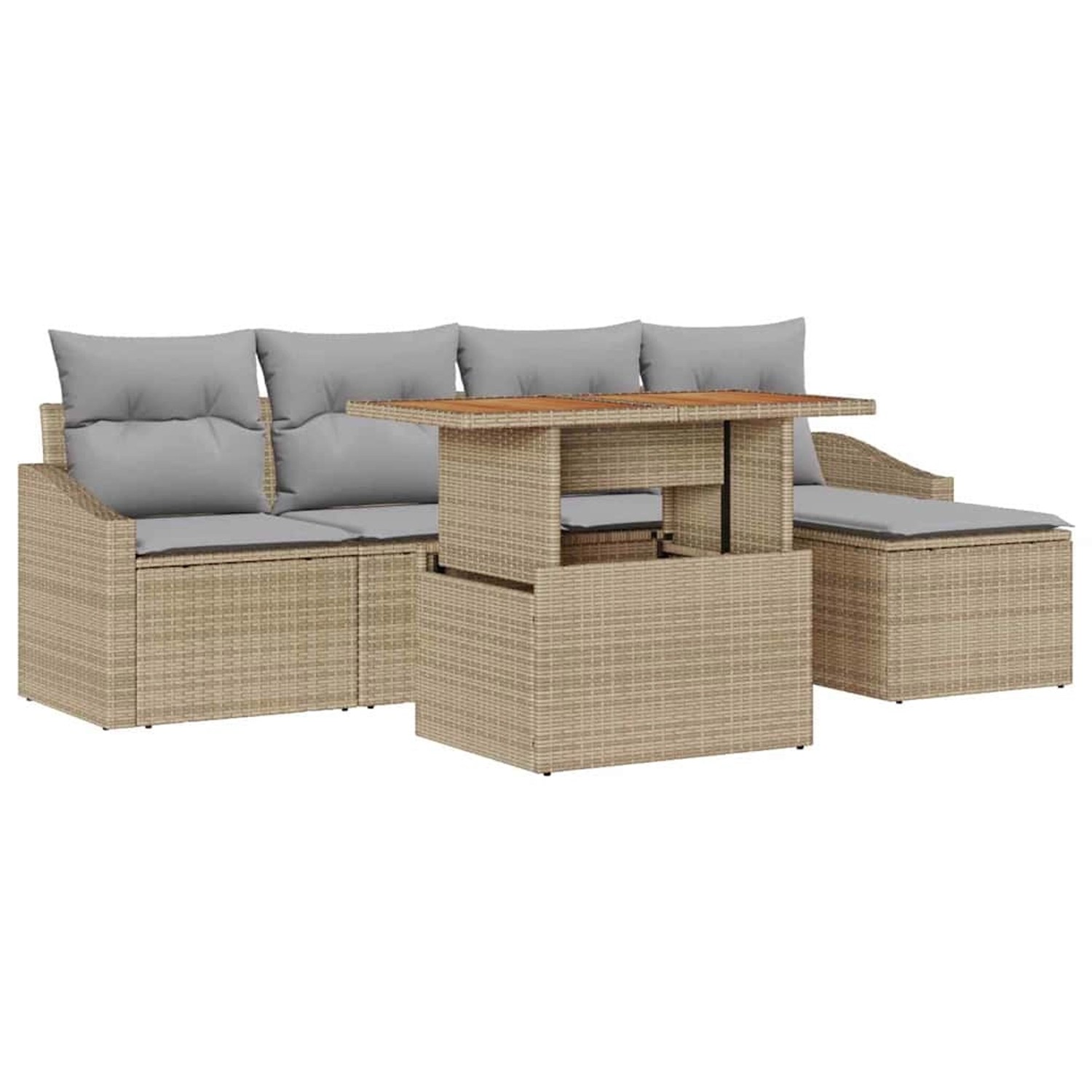 vidaXL Garten-Sofa-Set mit Speicher 6-Tlg Beige Poly Rattan 3358562 günstig online kaufen