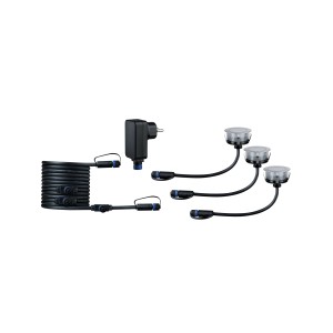Paulmann Plug & Shine LED-Bodeneinbauleuchten 3er-Set mit Trafo und Kabel für Außen, RGBW, Zigbee.