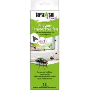 Terrasan Home Fliegen-Fensterstreifen, 12er Packung zur Fliegenbekämpfung am Fenster.