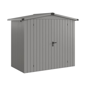 Hörmann EcoStar Gerätehaus Euroline mit Satteldach, 237x134 cm, Graualuminium.