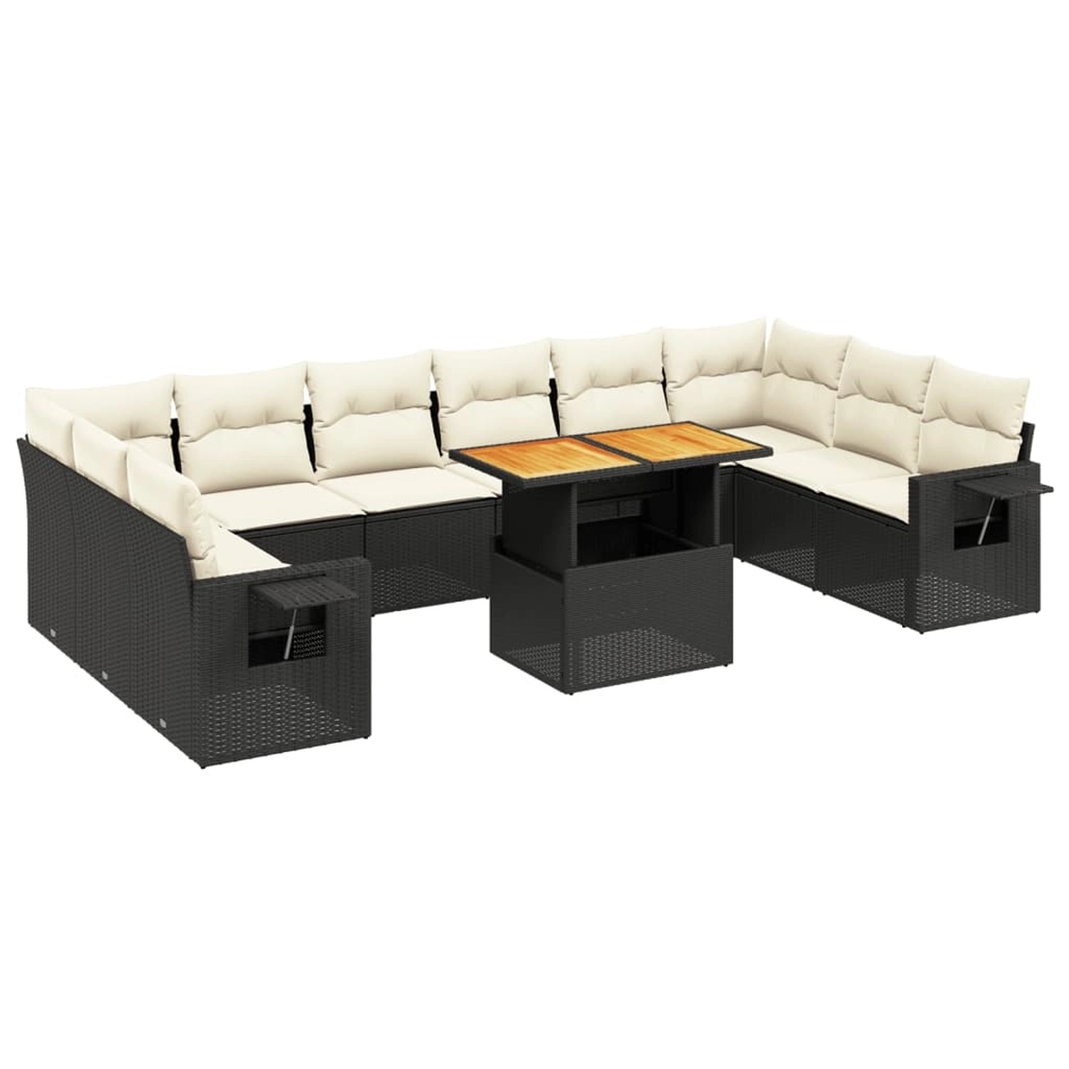 vidaXL 11-Tlg Garten-Sofagarnitur mit Kissen Schwarz Poly Rattan 3271924 günstig online kaufen