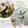 Costway 165 cm Kunstpflanze Tropische Palme mit grünen Blättern im Topf, frisch, pflegeleicht, neben verwelkten Blumen.