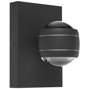 Moderne Eglo LED-Außenwandleuchte Sesimba in Schwarz mit klarem Kunststoff-Schirm.