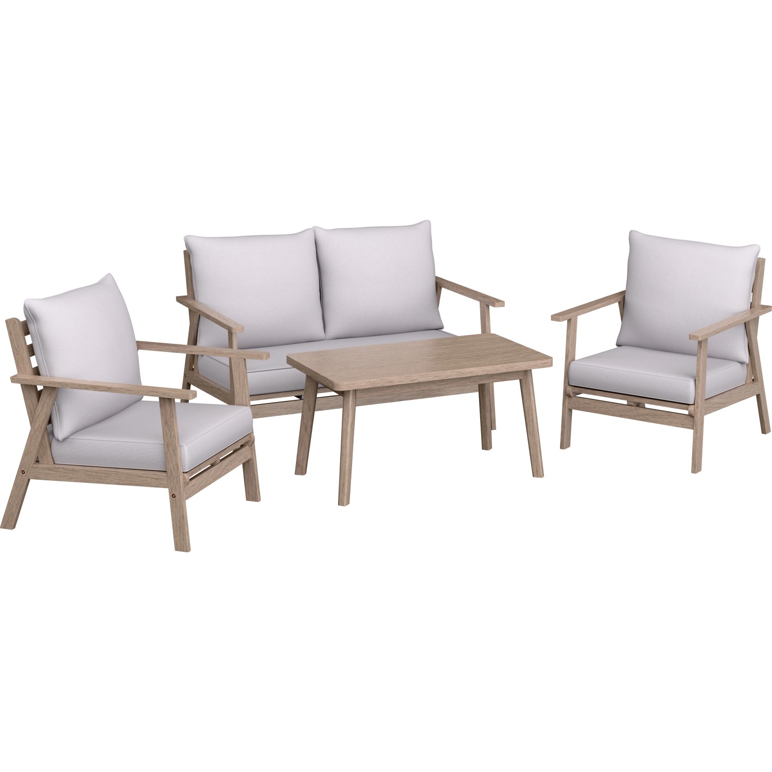 Loungegruppe Woodsboro 4-teilig FSC® Akazienholz Weiß-Geölt Beige