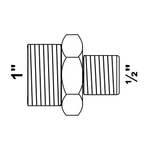 Kirchhoff Reduzier-Doppelnippel, verzinkt, mit 33,3 mm (1") und 21 mm (1/2") Außengewinde.