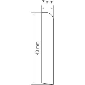 Profilzeichnung Abschlussleiste, 43x7 mm, 2,5 m Länge, Anthrazit, für Fenster-Zubehör.