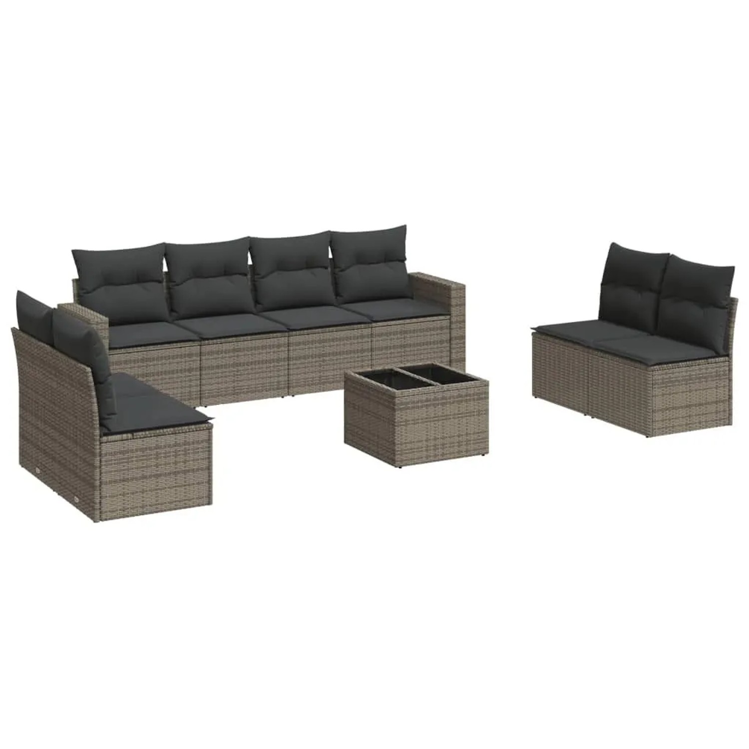vidaXL 9-Tlg Garten-Sofagarnitur mit Kissen Grau Poly Rattan 3251197 günstig online kaufen