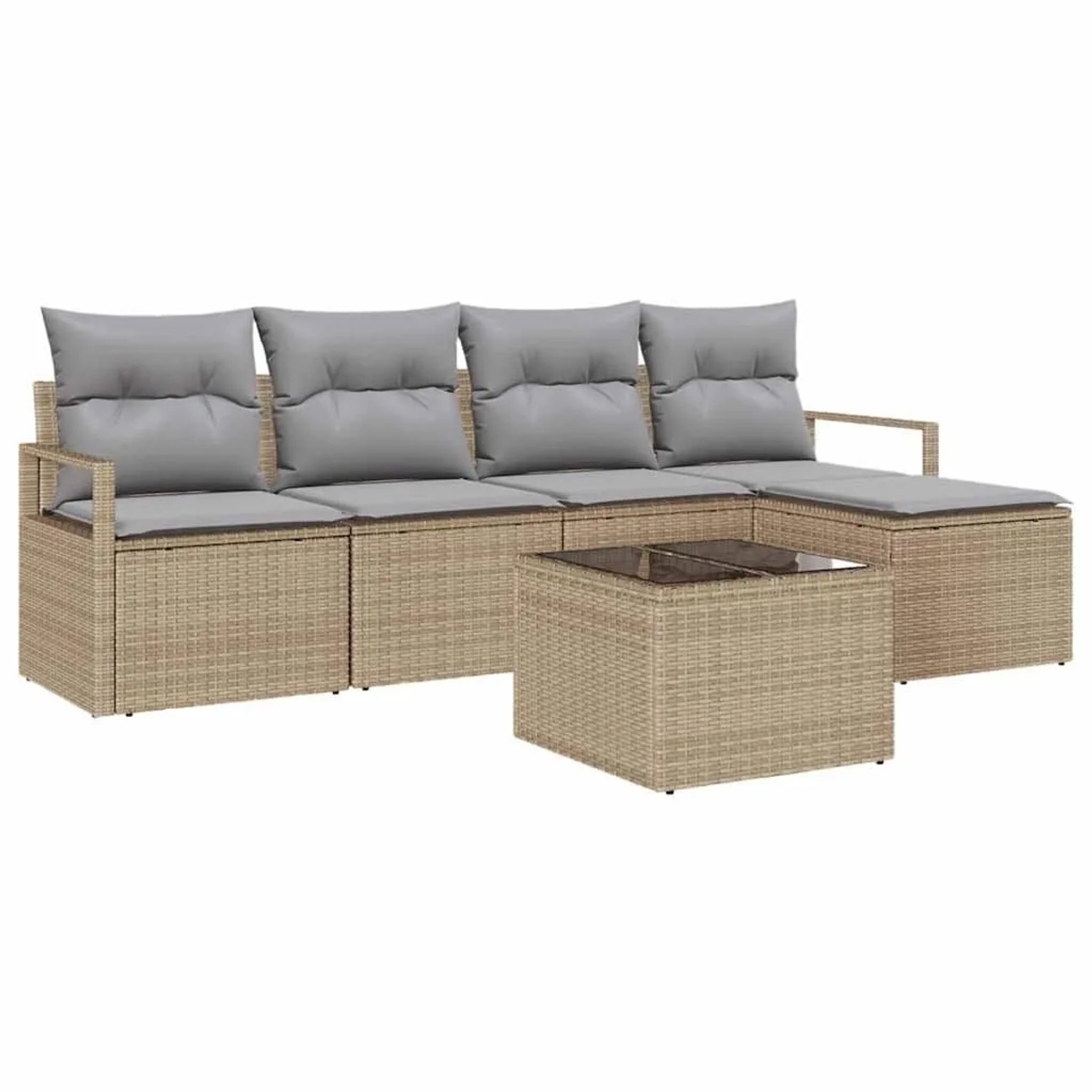 vidaXL Sofa Set mit Kissen 6-Tlg Beige und Hellgrau Poly-Rattan 3355019 günstig online kaufen