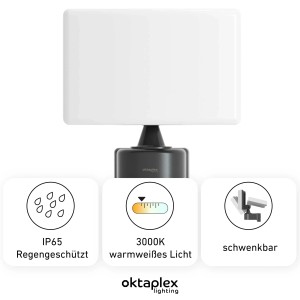 Oktaplex LED Außenstrahler Cali, anthrazit, schwenkbar, 3000K Warmweiß, 26W, IP65.