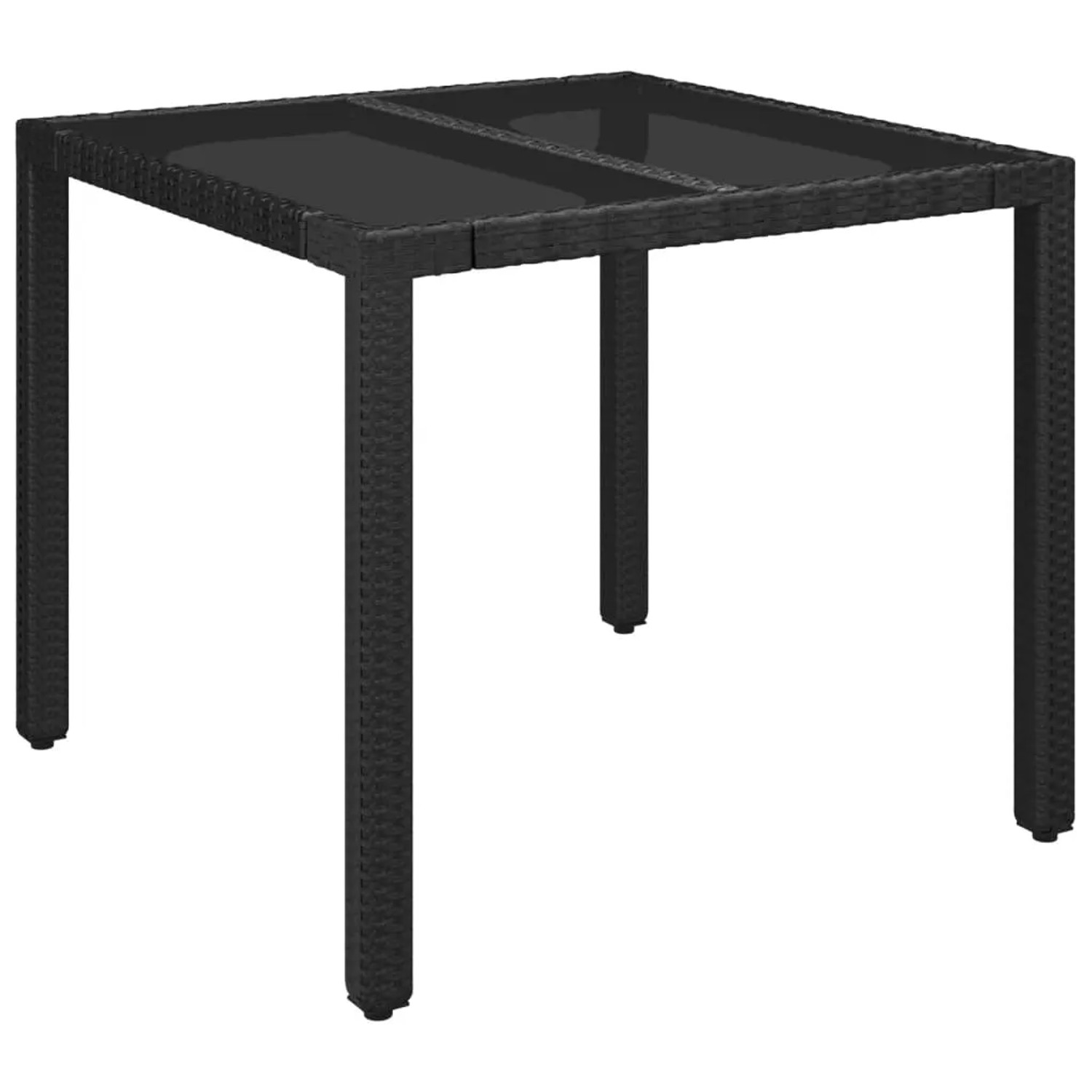 vidaXL Gartentisch mit Glasplatte Schwarz 90x90x75 cm Poly Rattan 319895