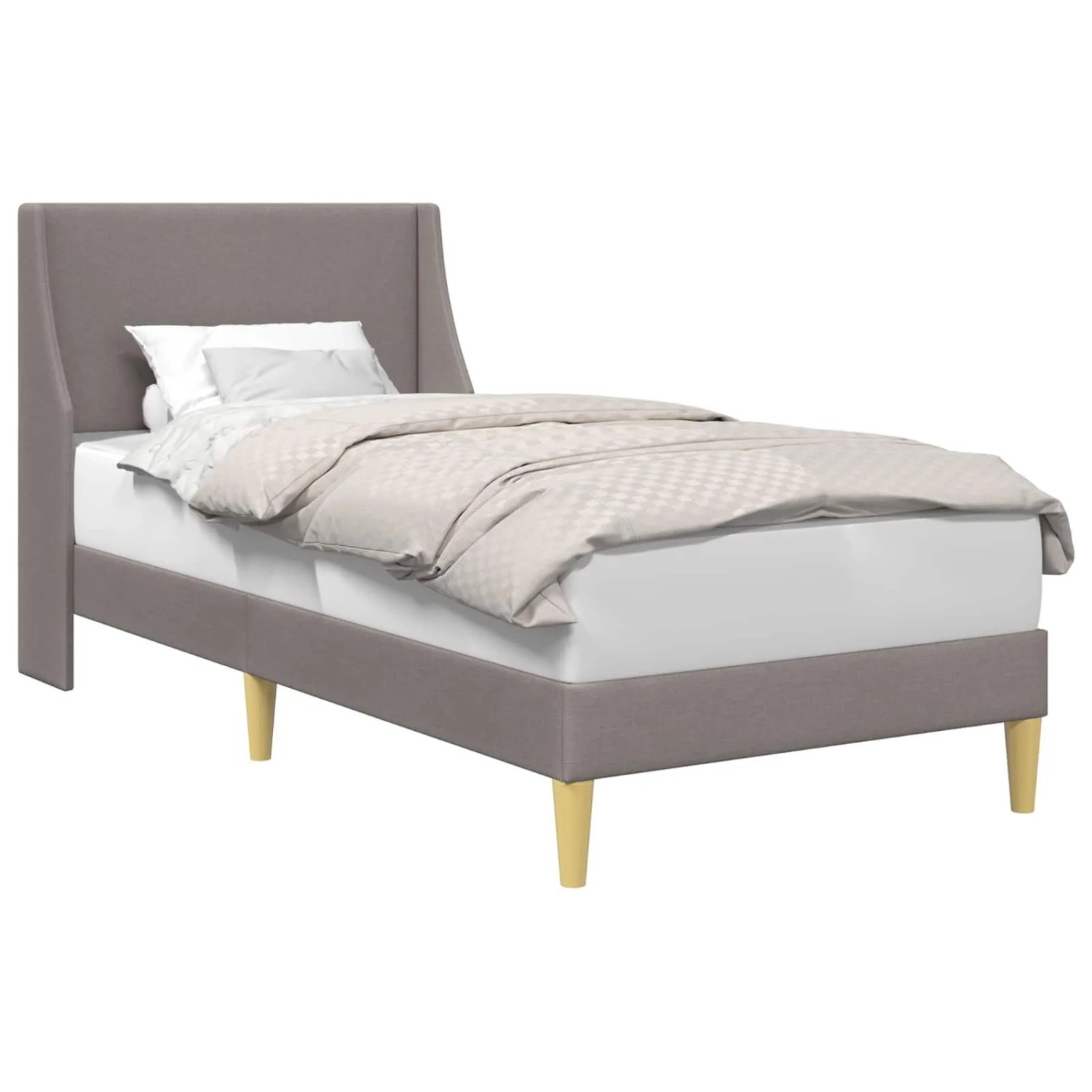 vidaXL Bettrahmen mit Kopfteil Taupe 100 x 200 cm Stoff 42027331