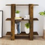 VidaXL Bücherregal Räuchereiche, 80x30x87 cm, mit drei Ablagen und Deko.