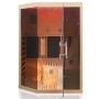 Dewello Infrarotkabine Ottawa für 2 Personen aus Hemlock-Holz mit Glasfront und LED-Farblicht.