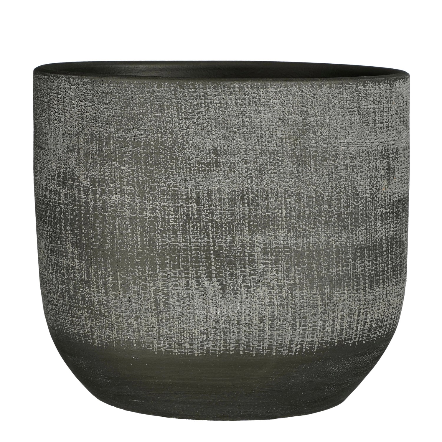 Mica Decorations Übertopf Florian Keramik 26 cm x Ø 28 cm Dunkelgrau