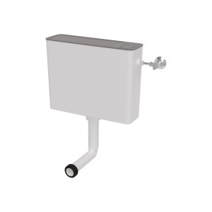 Siamp Spülkasten Tosca, Aufputzspülkasten für Stand-WC, weiß mit anthrazitfarbenem Deckel.