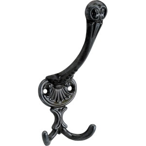 Hettich Garderobenhaken, silberfarben brüniert, aus Zinkdruckguss, 145x59x70mm.