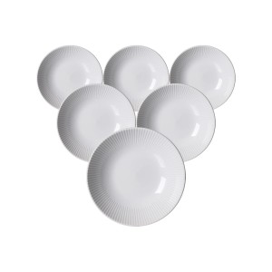 6er Set Ritzenhoff & Breker Banda Suppenteller, 20 cm, weiß, mit Streifenrelief.