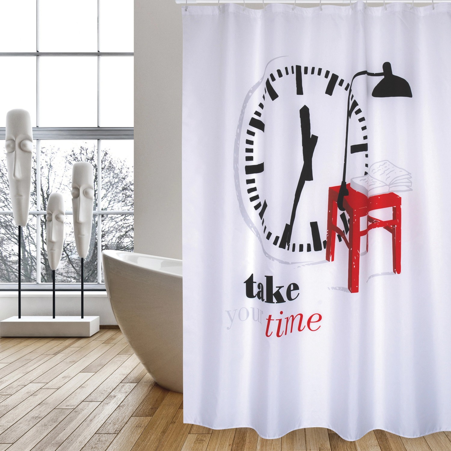 MSV Duschvorhang Take Your Time Polyester 180 cm x 200 cm Mehrfarbig günstig online kaufen