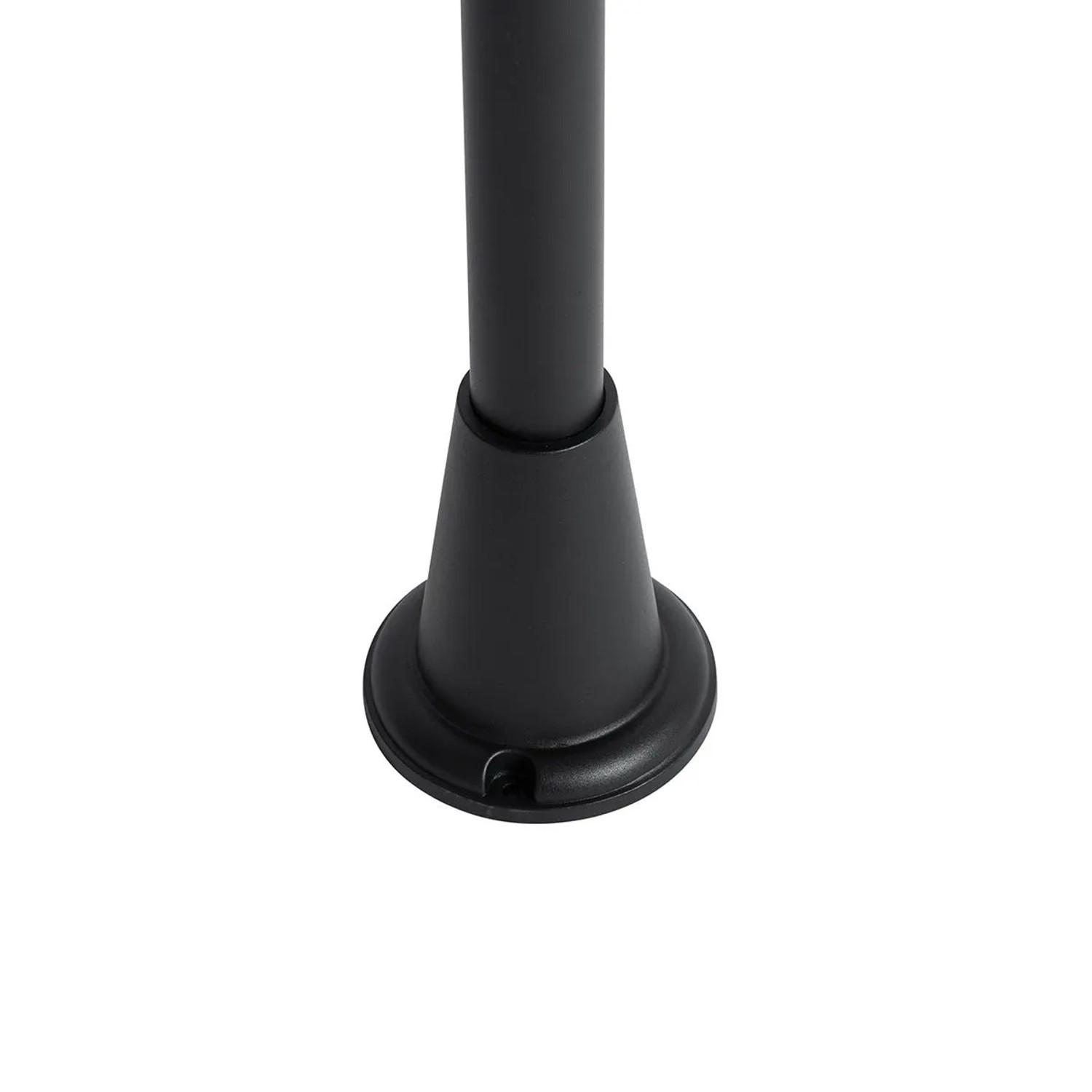 Detailaufnahme: Schwarze QAZQA Außen Stehleuchte Charlois Ribbed, Sockel mit geriffeltem Glas.