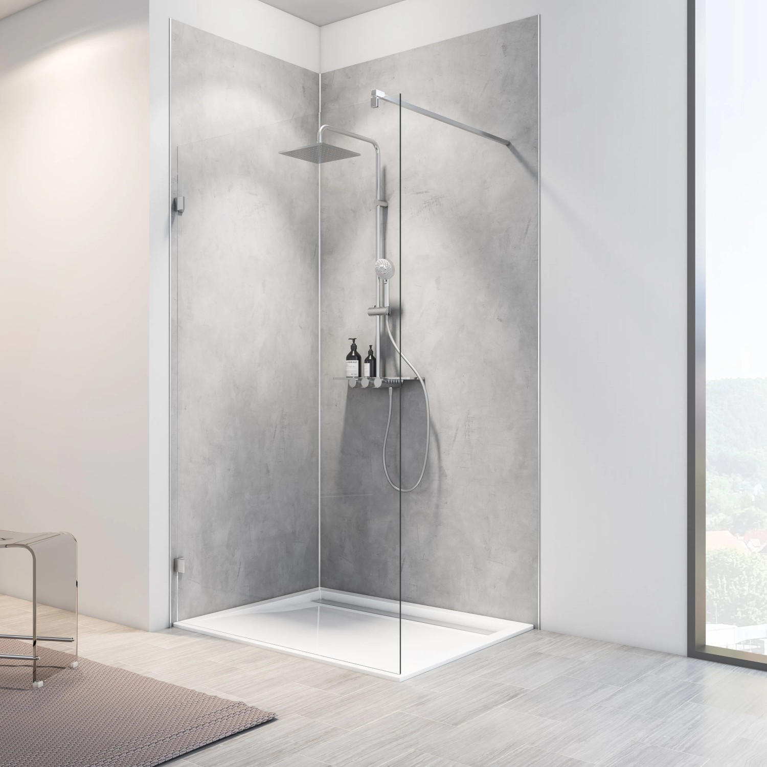 Schulte ExpressPlus DecoDesign Duschrückwand Softtouch Beton Grau 255x150cm