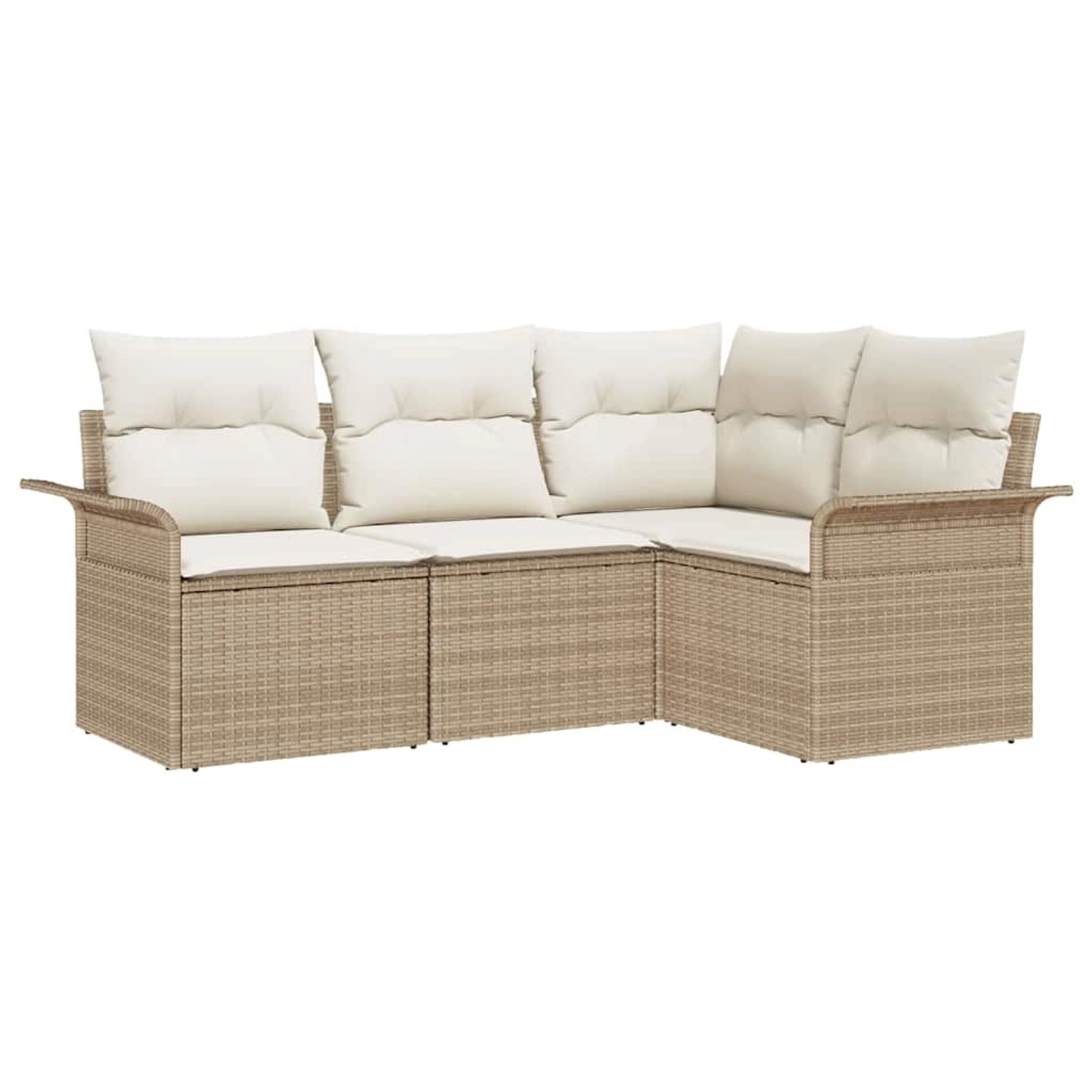 vidaXL Garten-Sofa-Set mit Kissen mit Speicher 4-Tlg Beige Poly Rattan 3354 günstig online kaufen