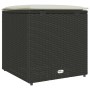 Schwarze vidaXL Kissenbox aus Poly-Rattan, 50x50x50 cm, zur Aufbewahrung im Garten.