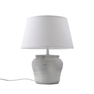 Lindby Tischlampe Aelith 10020394 Landhaus Vintage Rustikal in Weiß aus Textil 1-flammig E27 Wohnzimmerleuchte