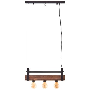 Brilliant Bankwood Pendelleuchte, 3-flammig, Holz/Metall, schwarz-weiß. Moderne Hängelampe für Wohnräume.