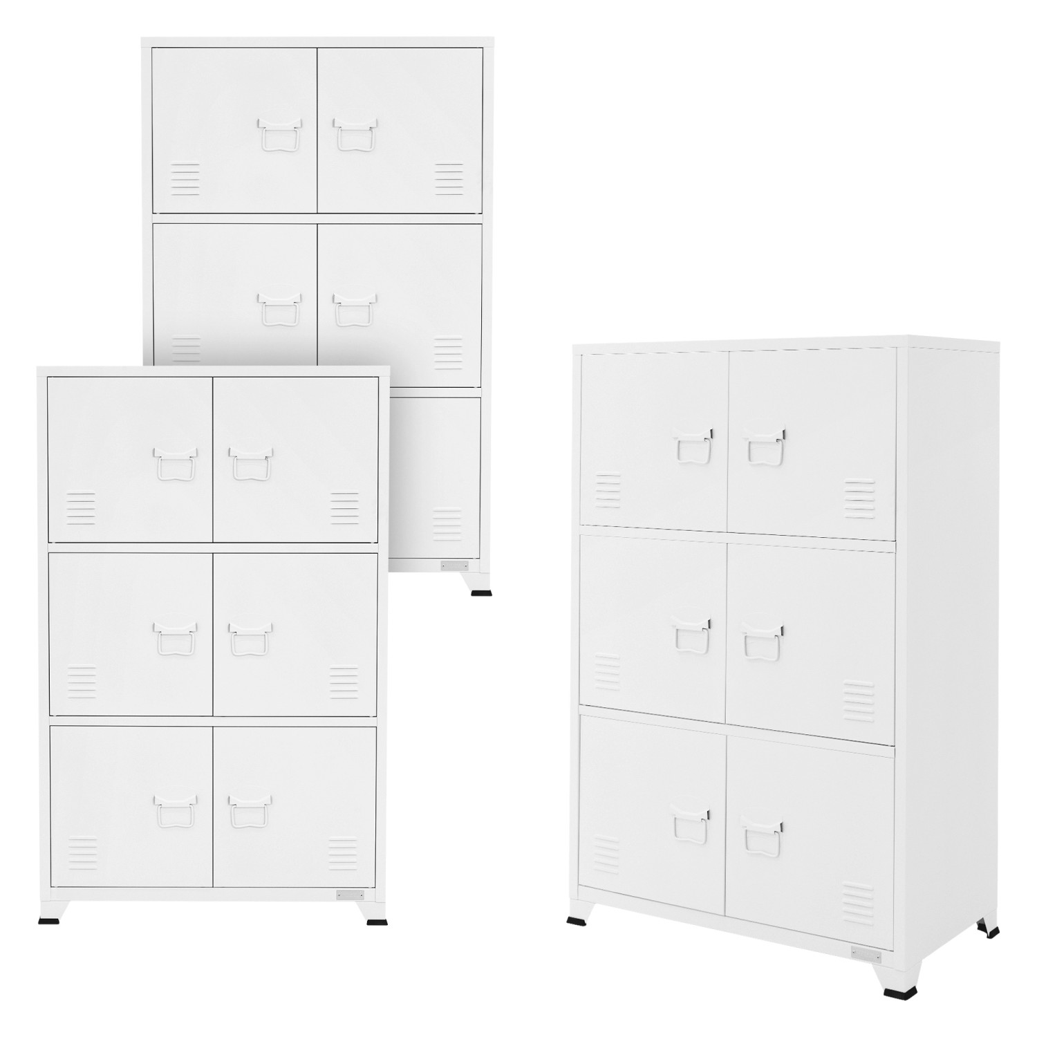 ML-Design 3Er Set Aktenschrank 75x40x120 cm Weiß Stahl Freistehend günstig online kaufen