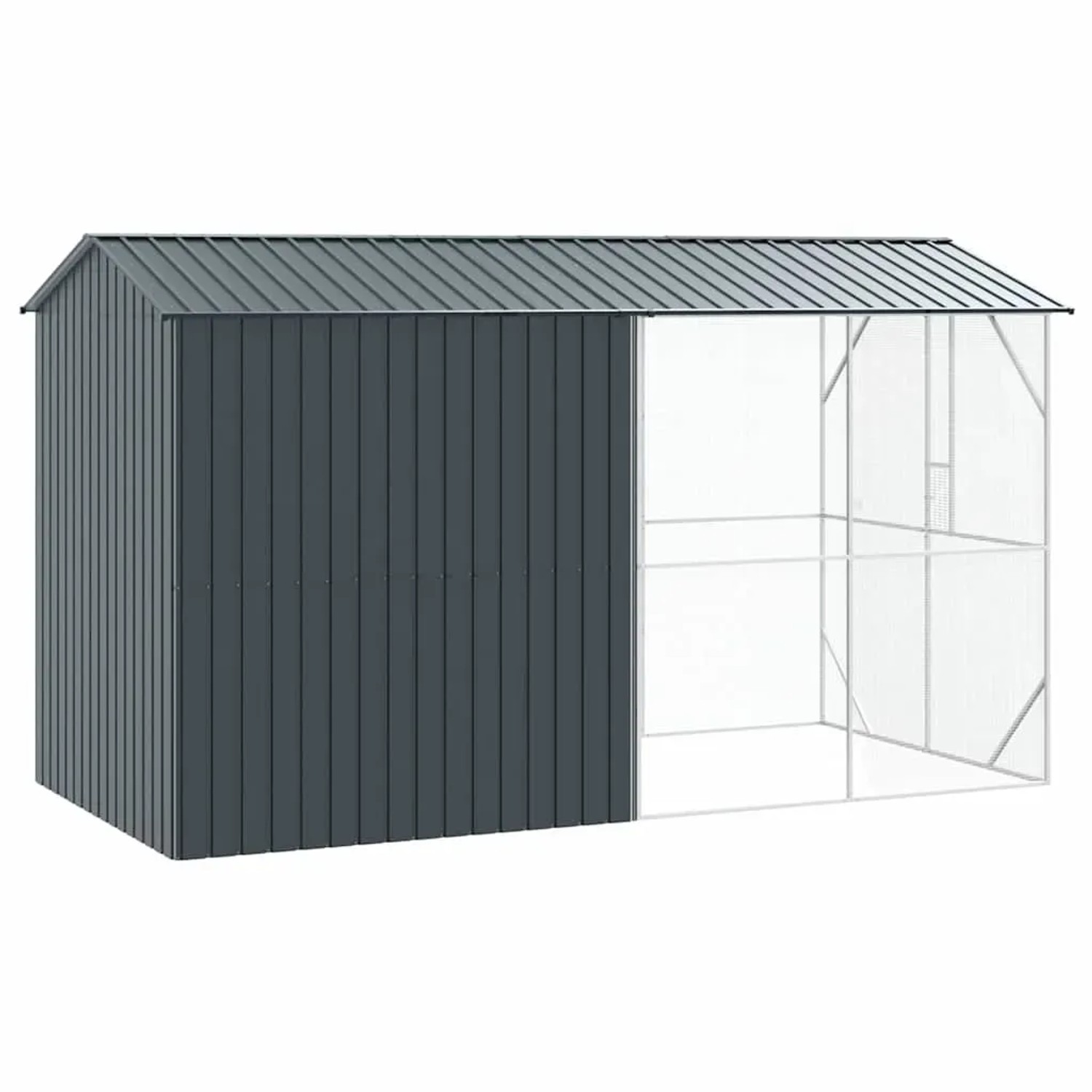 vidaXL Vogelkäfig Anthrazit 430 x 208 x 247 cm Verzinkter Stahl 3325153_4