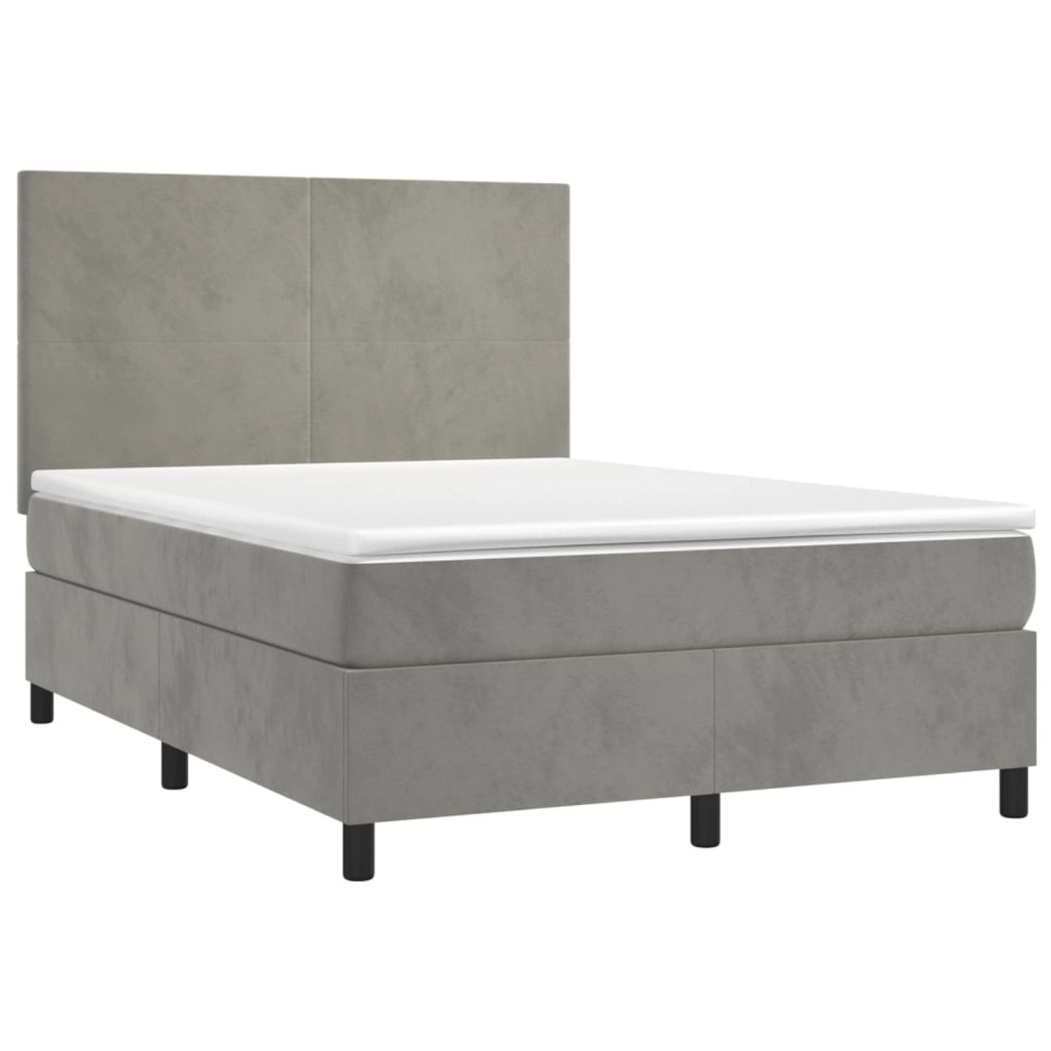 vidaXL Boxspringbett mit Matratze & LED Hellgrau 140x200 cm Samt 3136005 günstig online kaufen