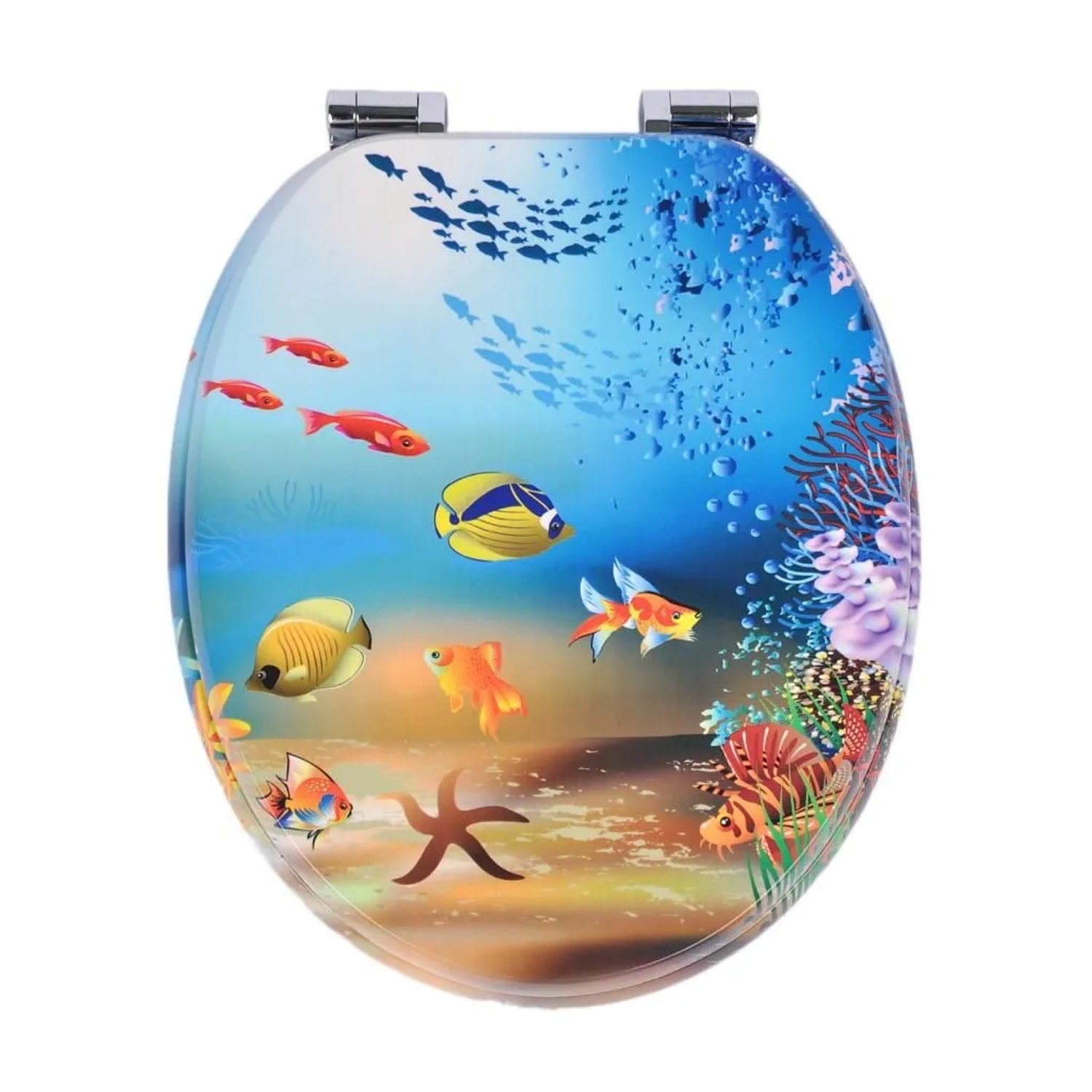 Sinobath WC-Sitz Oval mit Absenkautomatik Unterwasserwelt Fisch