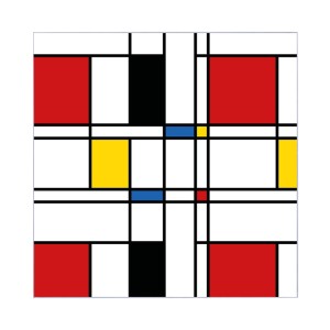 Banjado Schlüsselkasten mit Glasfront, 30x30cm, weiß, Motiv in Rot, Gelb, Blau, 50 Haken.