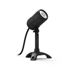Oase LunAqua Connect L Solo: Schwarzer LED-Spot für Teich und Garten mit Standfuß.