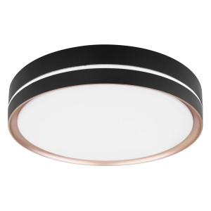 Schwarze Globo LED-Deckenleuchte Manni, Ø 38,5 cm, dimmbar mit Fernbedienung.