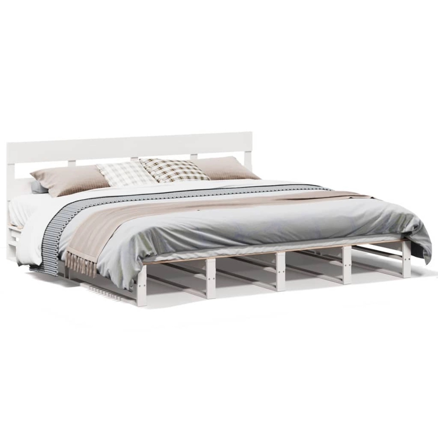 vidaXL Massivholzbett ohne Matratze Weiß 180x200 cm Kiefernholz 3302304 günstig online kaufen