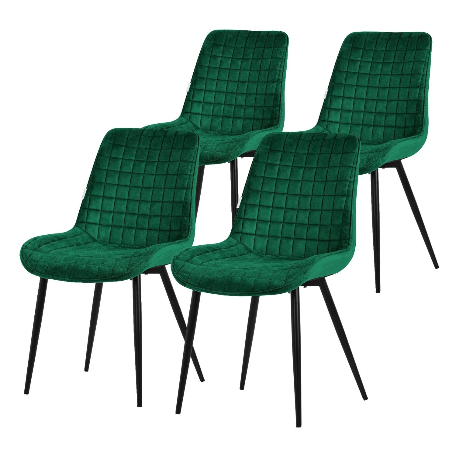ML-Design Esszimmerstühle 4er Set Dunkelgrün Samtbezug Metallbeinen
