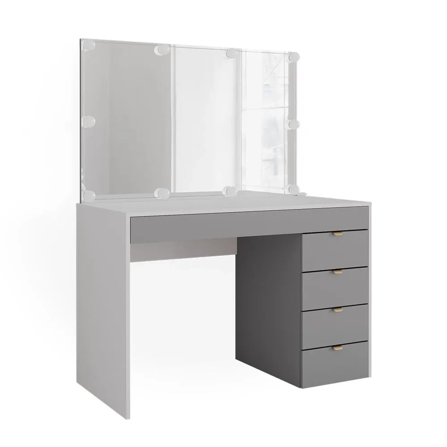Vicco Schminktisch Elise Weiß/Grau 115 x 146 mit Spiegel und LED-Lichterkette