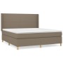 Boxspringbett Taupe 180x200 cm mit Matratze und Kopfteil, Stoffbezug.