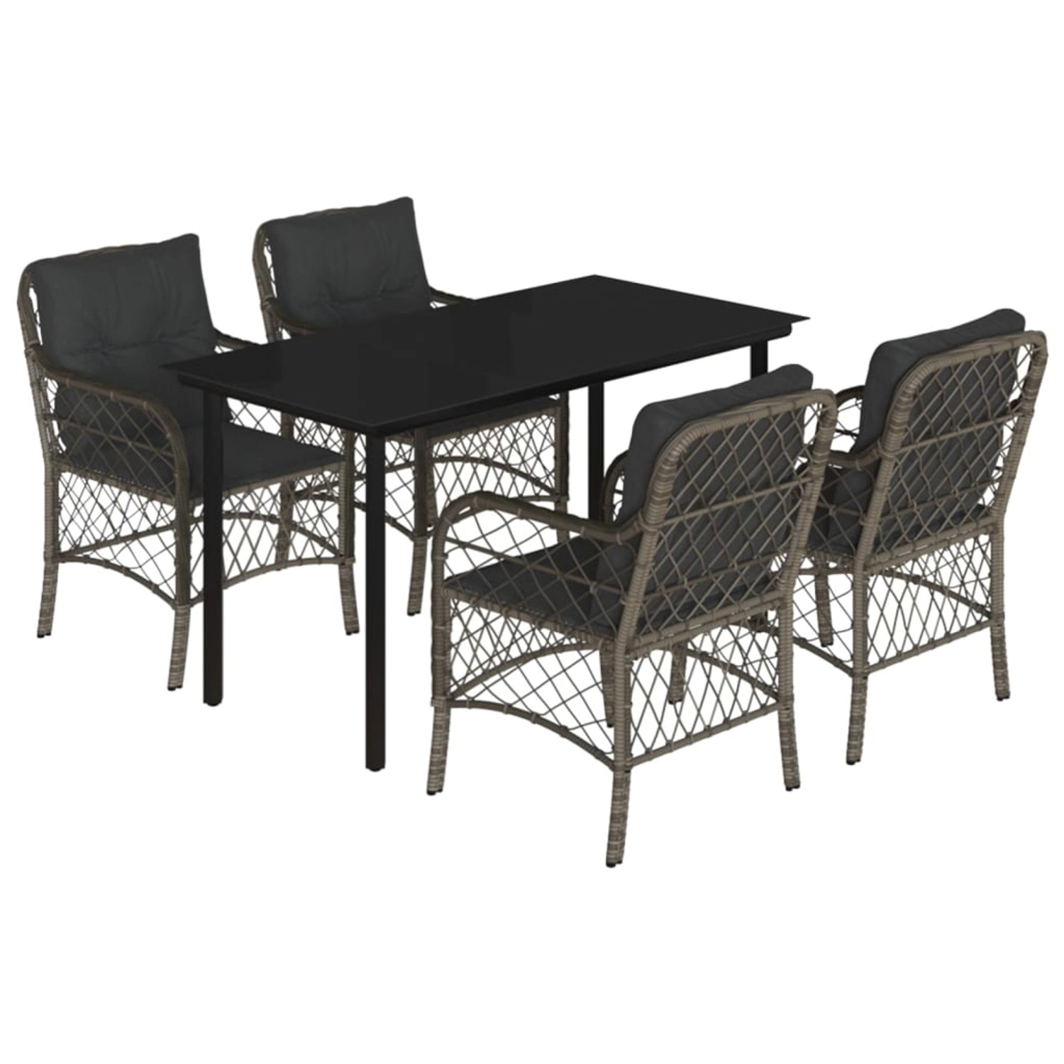 vidaXL 5-Tlg Garten-Essgruppe mit Kissen Grau Poly Rattan 3212133 günstig online kaufen