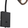 Schwarze Trio Wandleuchte Wanda mit flexiblem Arm und GU10 Fassung.