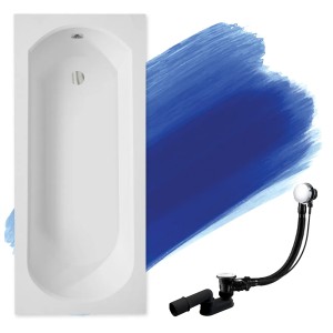 Rechteckige Bad Land Badewanne INTRICA 160x75 mit Ablaufgarnitur und Füßen.