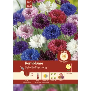 Pabst Keimkraft Kornblume, gefüllte Mischung in Weiß, Rosa, Blau und Rot.