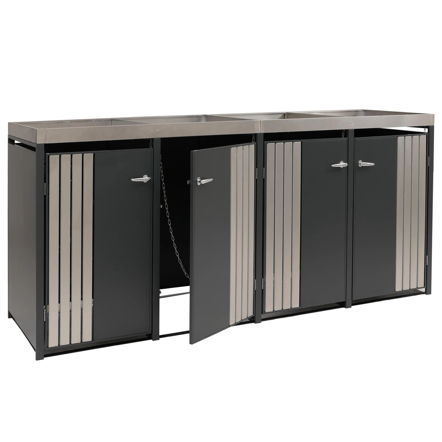 Proregal 4er-Mülltonnenverkleidung Mit Pflanzkasten HxBxT 125x260x84 cm Ant günstig online kaufen