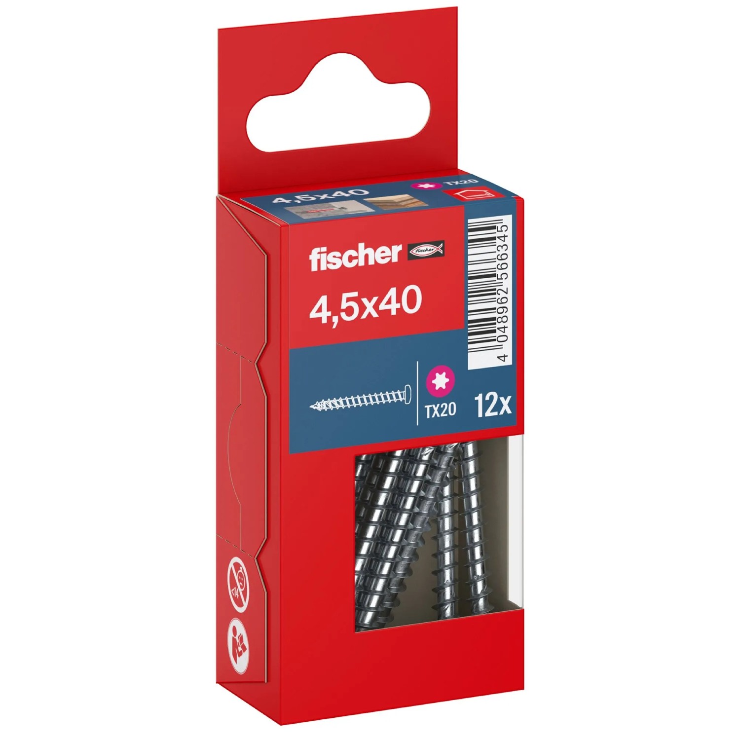 Fischer Schraube PowerFast FPF II PTF BC PH TX VG Ø 4,5 mm x 40 mm 12 Stück