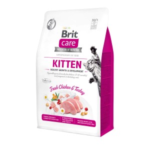 Brit Care Katzen-Trockenfutter Kitten Chicken & Turkey, 400g Packung für junge Katzen.