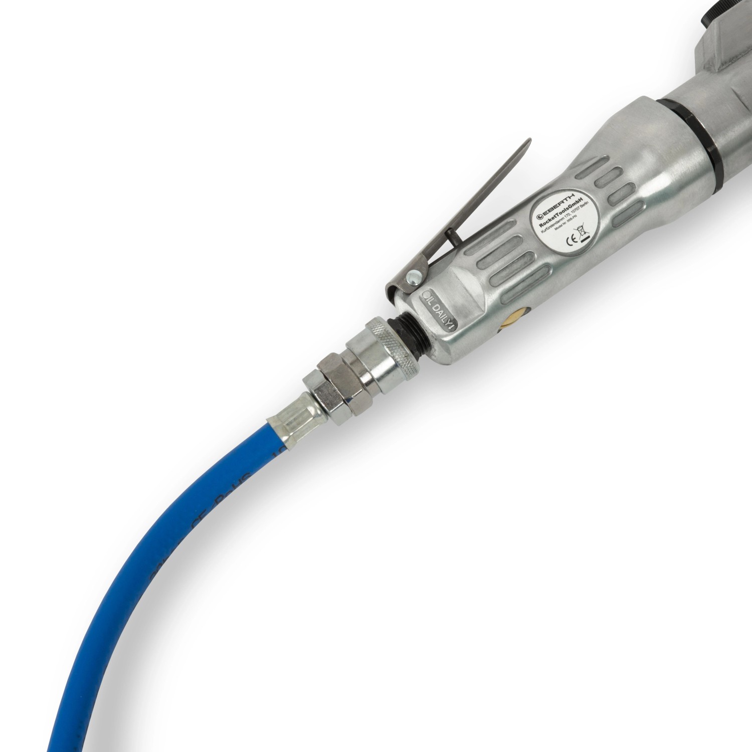 EBERTH Druckluftwerkzeug mit blauem Druckluftschlauch (5m, 6x11mm) ohne Kupplung.